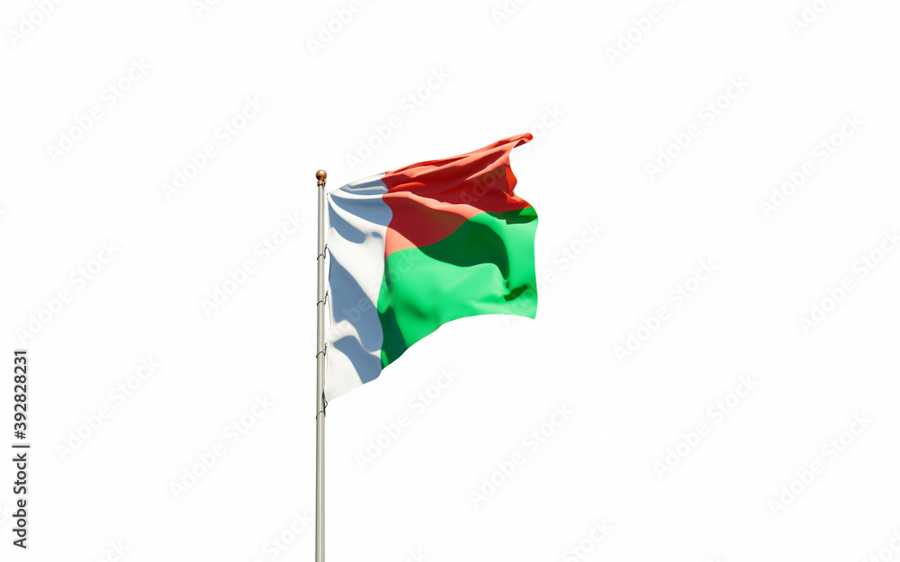 Madacascar national flag on white background isolated. Madacascar national flag on white background isolated.