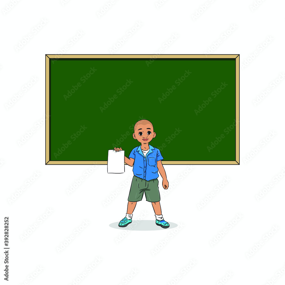 student bring a paper in front of board vector student bring a paper in front of board vector