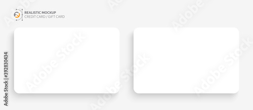 Mockup realistic credit / visit / gift card with shadow for your design, isolated on light background. Realistic mockup card. Vector illustration EPS10.