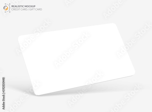 Mockup realistic credit / visit / gift card with shadow for your design, isolated on light background. Realistic mockup card. Vector illustration EPS10.