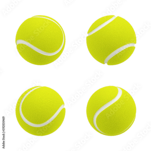 Tennis balls isolated on white - 3d rendering © Sashkin