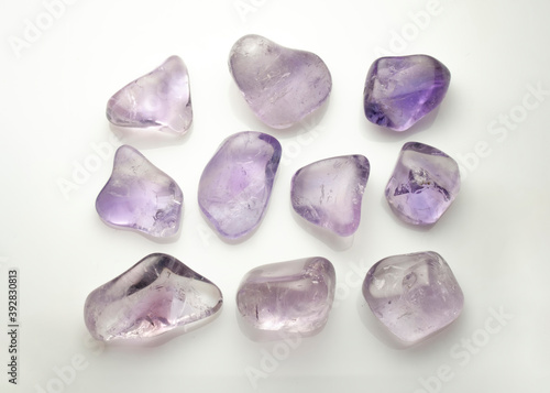 Natural amethyst on white background
