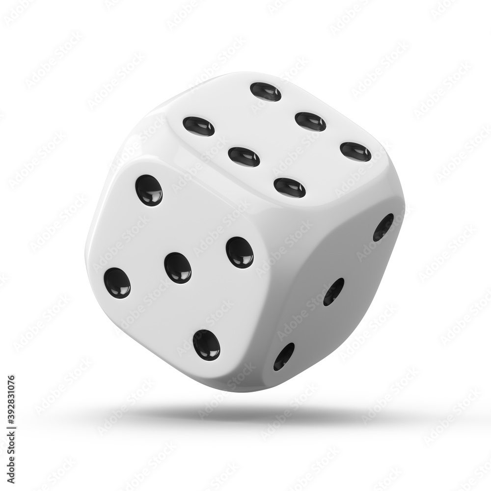 3d rendering one white dice isolated on white background 3d rendering one white dice isolated on white background