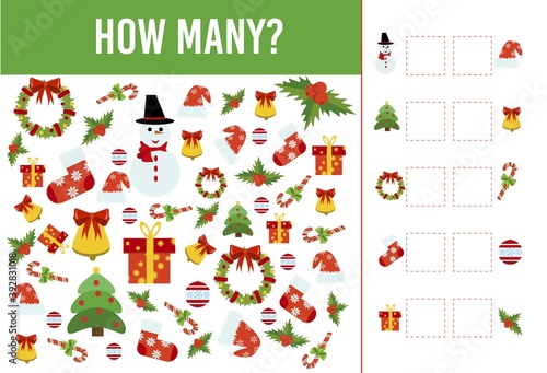 Counting Game for Preschool Children. Educational mathematical game.