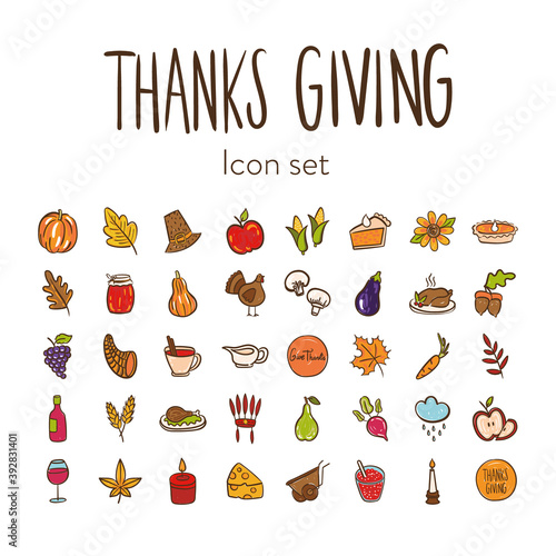 bundle of fourty thanksgiving day set icons