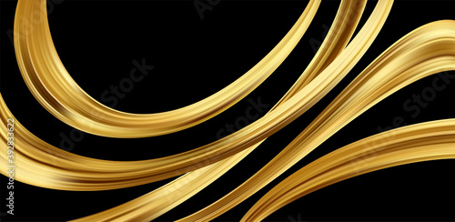 Gold 3d wave on black background. Abstract motion Modern illustration. Luxury Golden Color flow background. Abstract dynamic 3d flow effect. Vector illustration