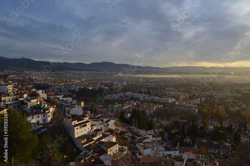 Granada during Sunset seen from Carmen de los Martires Park, Spain © MilesAstray
