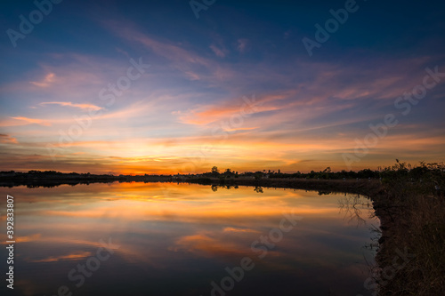 Sunset at the lake landscape