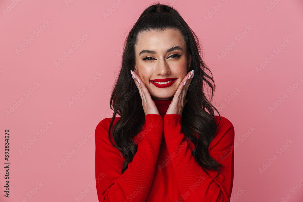 Happy beautiful girl smiling and looking at camera Happy beautiful girl smiling and looking at camera