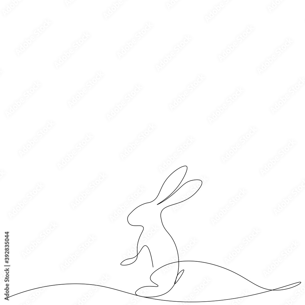 Bunny silhouette line drawing. Vector illustration Bunny silhouette line drawing. Vector illustration