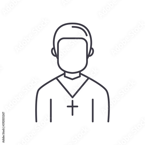 Church pastor icon, linear isolated illustration, thin line vector, web design sign, outline concept symbol with editable stroke on white background.