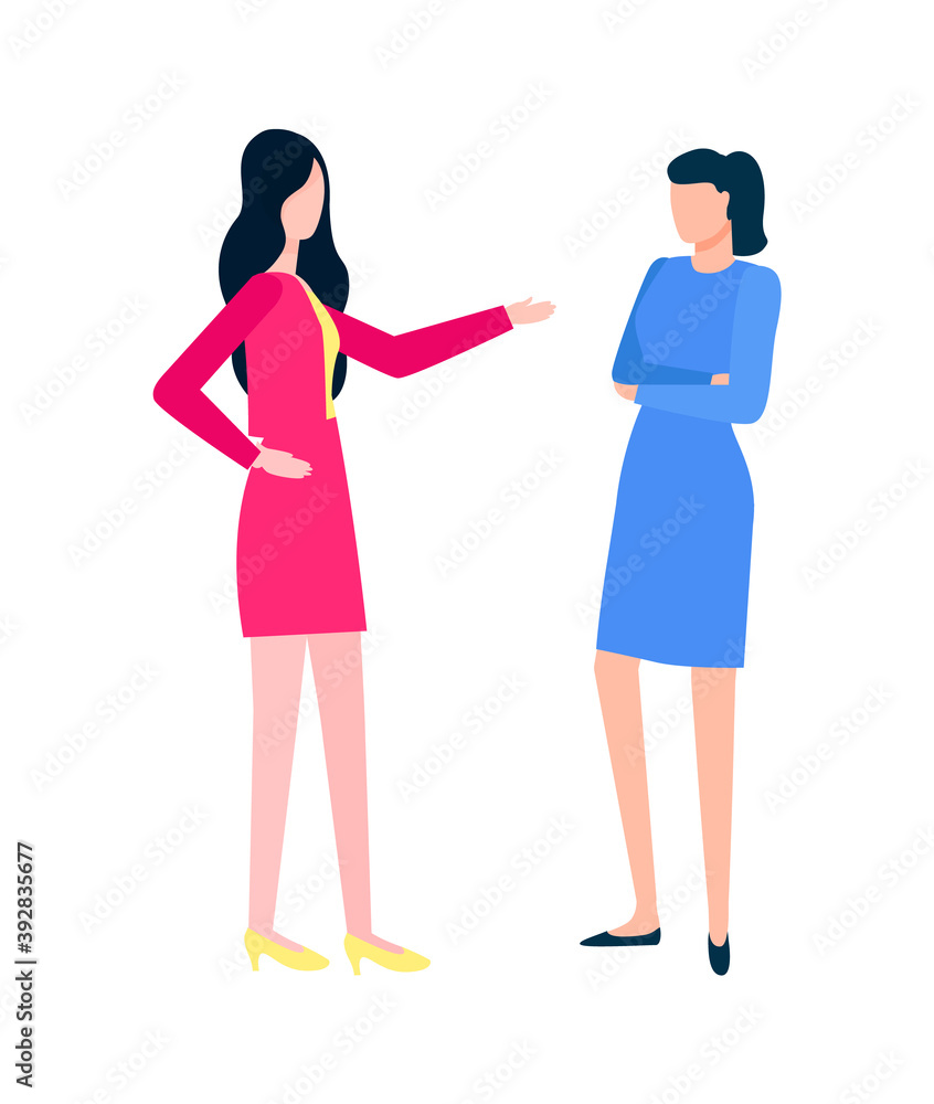 Colleagues on coffee break vector, women talking about business project and working tasks, people dealing with job issues, female coworkers discussion Colleagues on coffee break vector, women talking about business project and working tasks, people dealing with job issues, female coworkers discussion