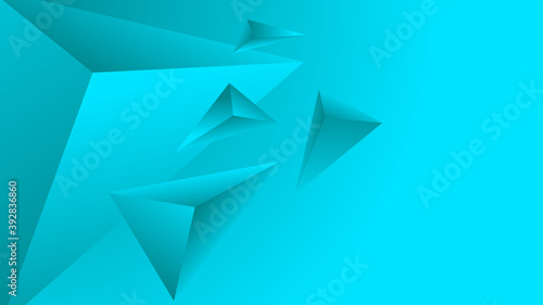 Abstract turquoise polygon on gradient background. illustration