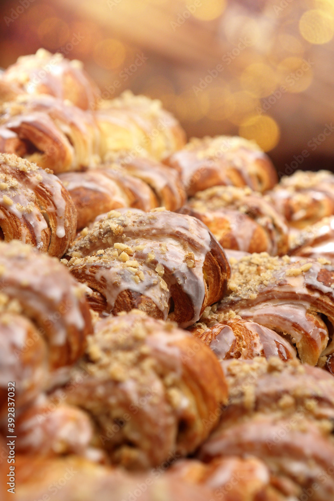 Fresh Polish St. Martin's Day in a pastry shop for sale and empty space for text