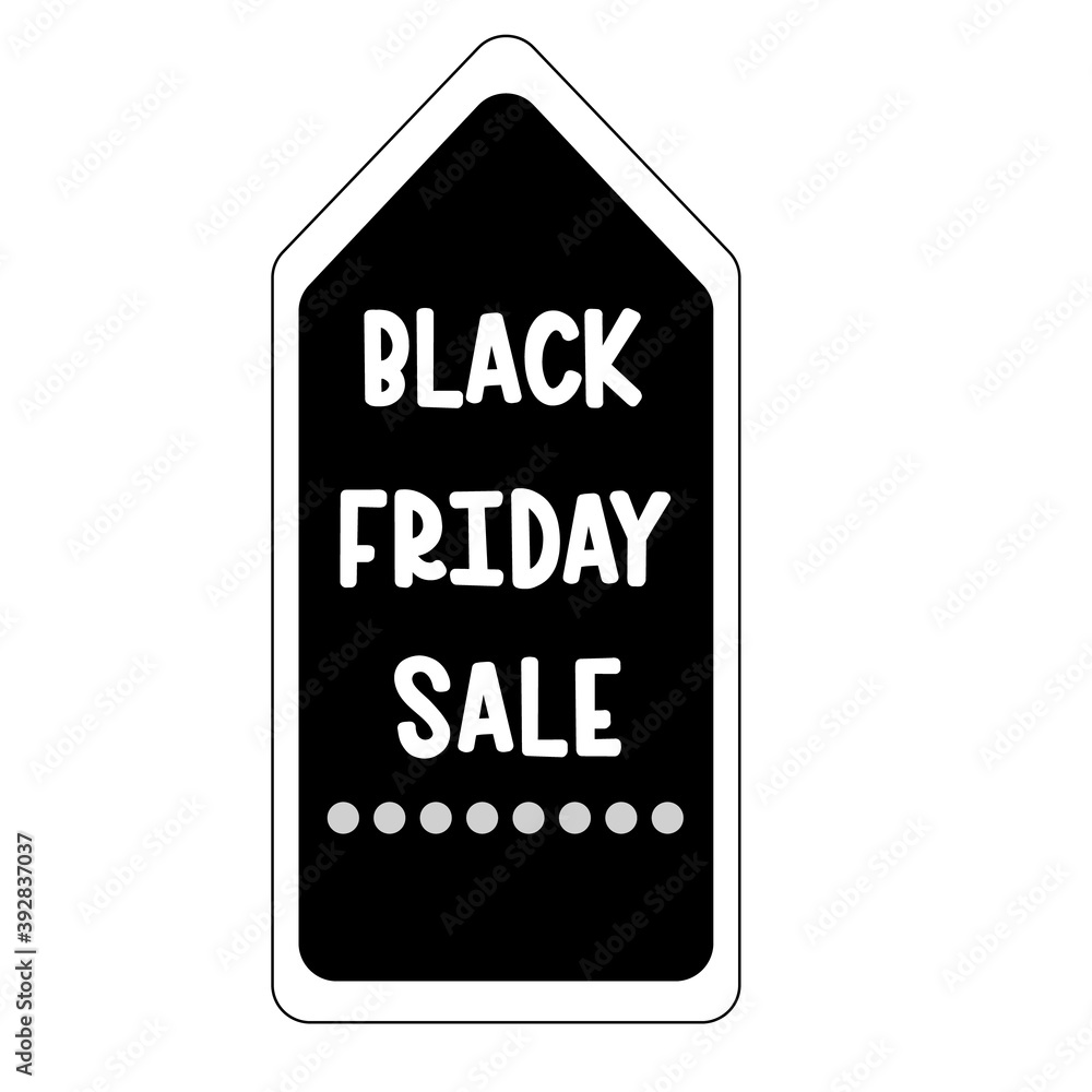 Black Friday sales tag. Black Friday design, sale, discount, advertising, marketing price tag. Store label
