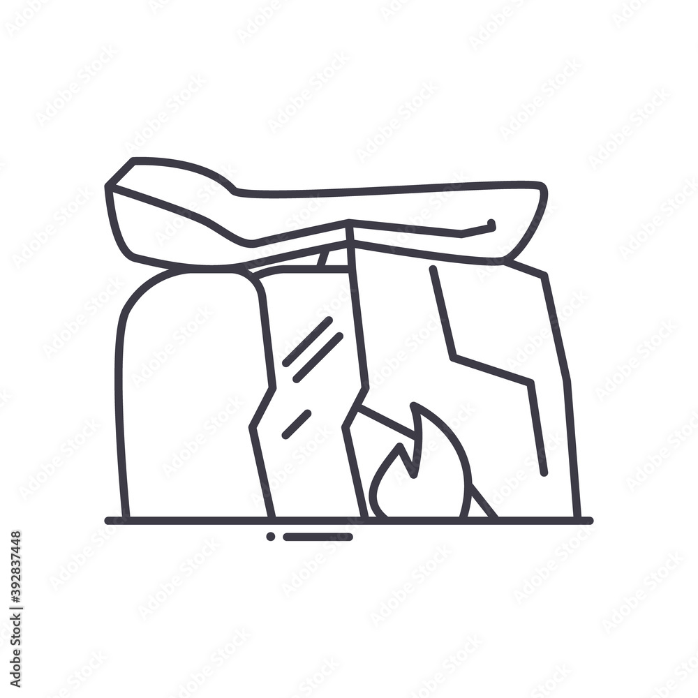 Civilization cave icon, linear isolated illustration, thin line vector, web design sign, outline concept symbol with editable stroke on white background. Civilization cave icon, linear isolated illustration, thin line vector, web design sign, outline concept symbol with editable stroke on white background.