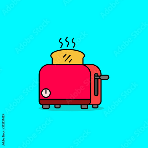 Simple toaster vector illustration on isolated background. Linear color style of toaster icon 