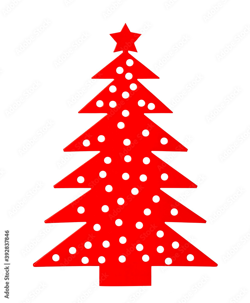 Christmas tree made of iron isolated on white background.