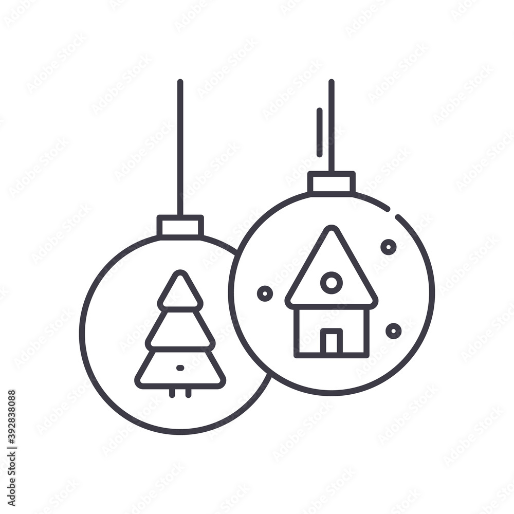 Christmas ball icon, linear isolated illustration, thin line vector, web design sign, outline concept symbol with editable stroke on white background. Christmas ball icon, linear isolated illustration, thin line vector, web design sign, outline concept symbol with editable stroke on white background.
