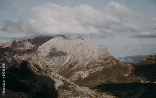 Panoramic view of mountain landscape against cloudy sky