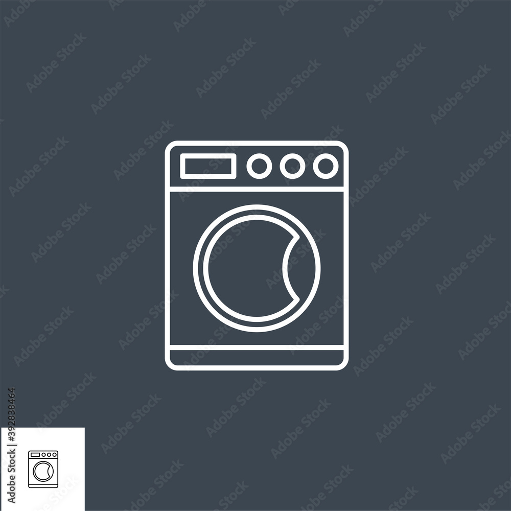 Washing Machine Related Vector Line Icon. Isolated on Black Background. Editable Stroke. Washing Machine Related Vector Line Icon. Isolated on Black Background. Editable Stroke.