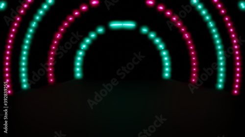 Fototapeta Naklejka Na Ścianę i Meble -  Abstract neon light studio, appearing glowing pink blue lines, ultraviolet spectrum., 3D Rendering