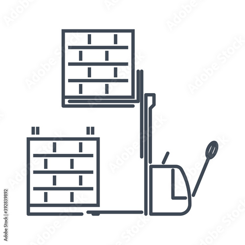 Thin line icon warehouse, freight terminal, forklift stacker