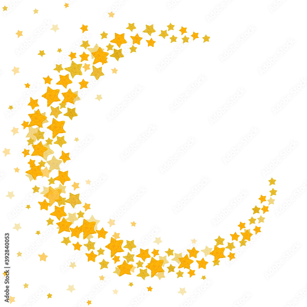 Magical star frame, watercolor yellow star frame design for cards, greetings or invitations, magic golden star festive background with yellow star confetti Magical star frame, watercolor yellow star frame design for cards, greetings or invitations, magic golden star festive background with yellow star confetti