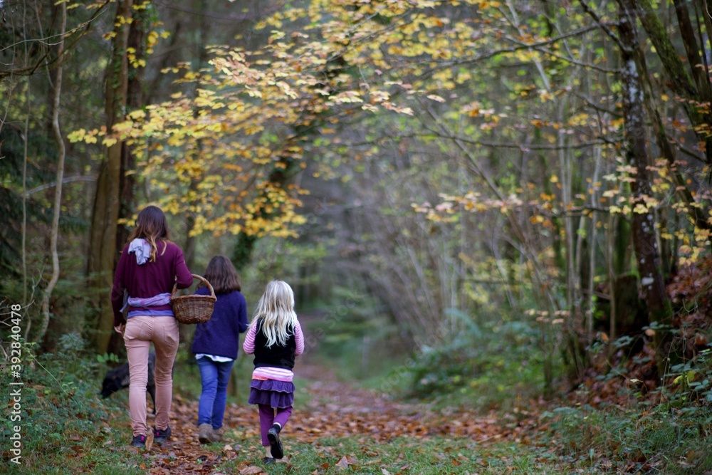 Fototapeta premium Famille marche chemin