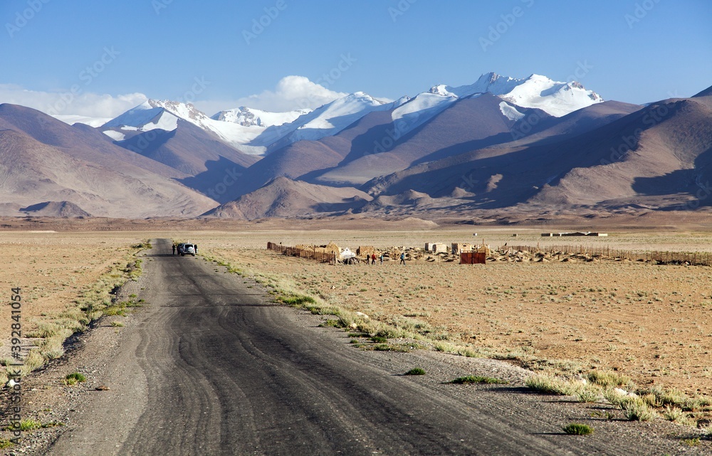 Pamir highway near Karakul lake Pamir mountains