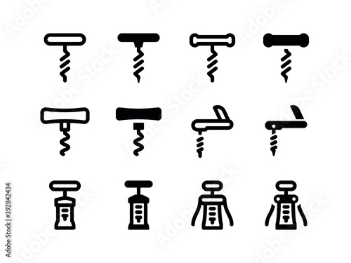 Simple Set of Vector Line and Glyph Icons Corkscrew