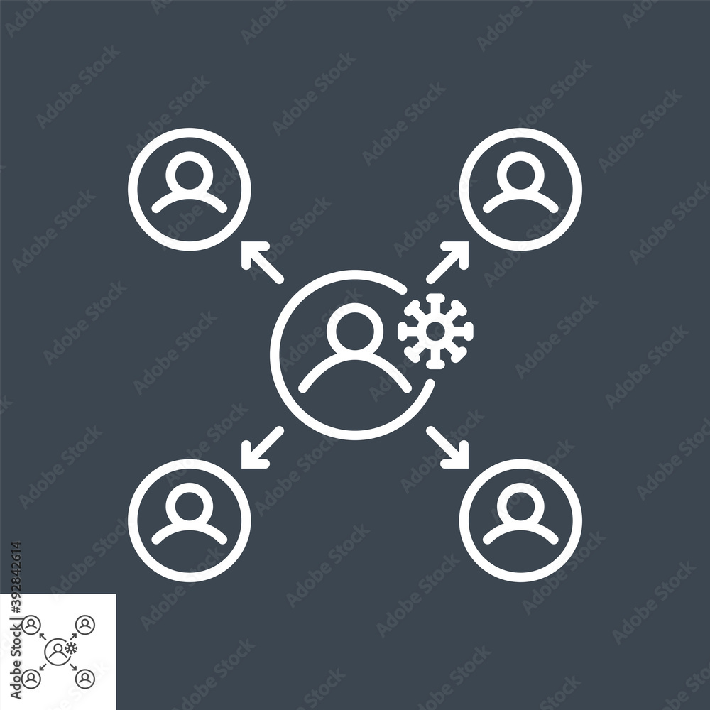 Virus transmission related vector thin line icon. Isolated on black background. Editable stroke. Vector illustration. Virus transmission related vector thin line icon. Isolated on black background. Editable stroke. Vector illustration.
