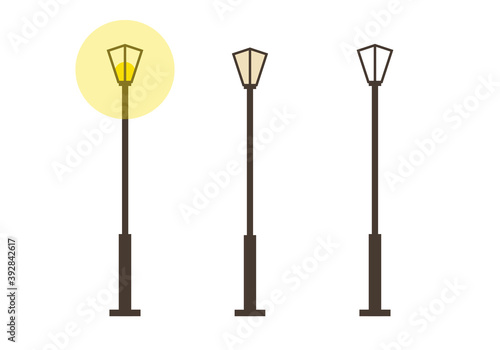 Street lamp, light or lantern. Vector illustration.