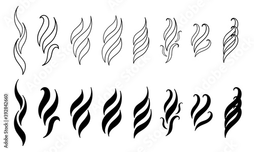 Smell steam or vapor icon set. Smoke sign. Vector illustration.
