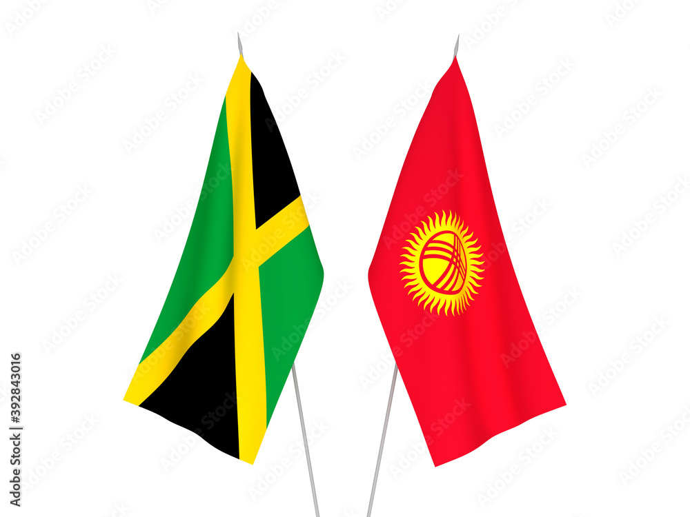 Kyrgyzstan and Jamaica flags Kyrgyzstan and Jamaica flags