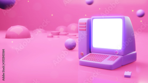 abtract  pink with computer PC