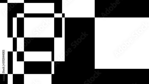 Flat minimalistic geometric background with intersecting black and white rectangles of different size