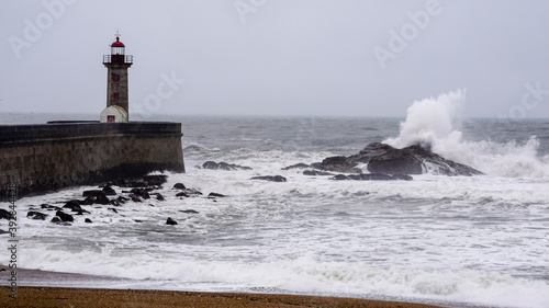 Felgueiras lighthouse in Porto coast of Portugal