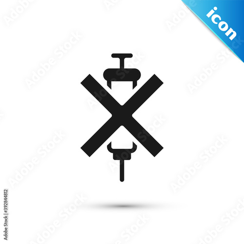 Grey No doping syringe icon isolated on white background. Vector.