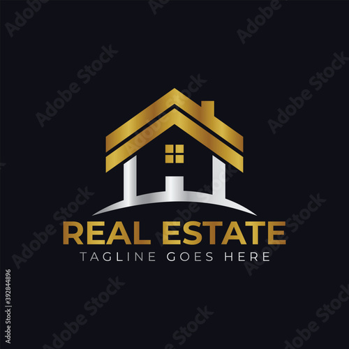 Real Estate Logo Design. Creative abstract real estate icon logo template. gold real estate logo.