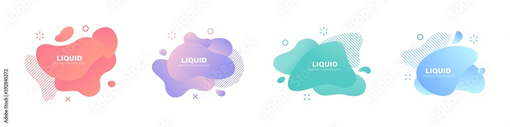 Abstract liquid shape. Set of modern graphic elements. Fluid dynamical colored forms banner. Gradient abstract liquid shapes. Vector illustration.