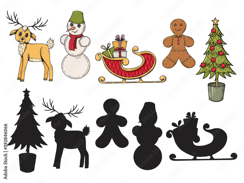 Childrens game. Find a pair. Find a reflection. Vector illustration. Doodle style. Childrens game. Find a pair. Find a reflection. Vector illustration. Doodle style.