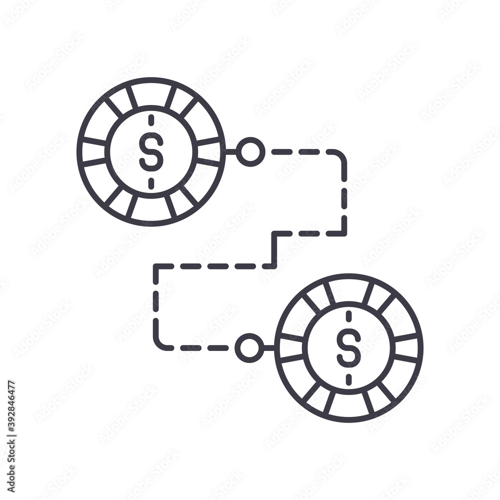 Casino success icon, linear isolated illustration, thin line vector, web design sign, outline concept symbol with editable stroke on white background. Casino success icon, linear isolated illustration, thin line vector, web design sign, outline concept symbol with editable stroke on white background.