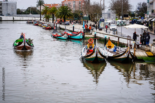 view of the canals of the city of Aveiro in Portugal