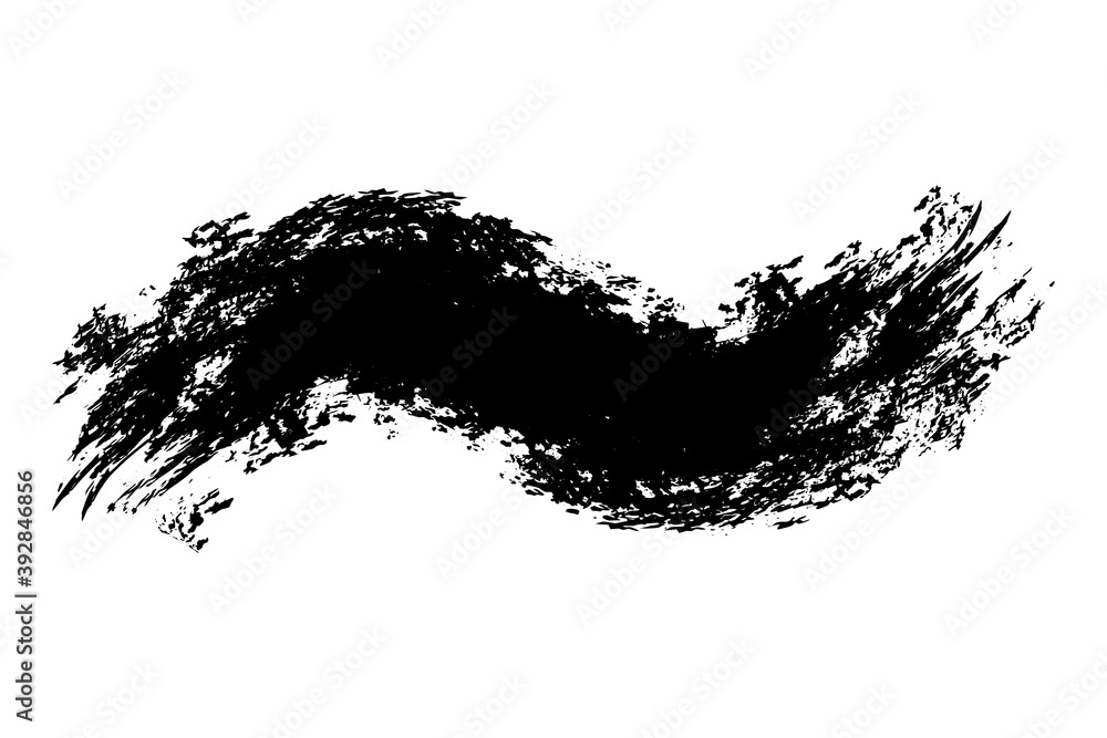 Black Ink Paint Brush Stroke Isolated On White Background. Vector