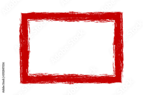 Red Grunge Brush Frame Isolated On White Background. Vector