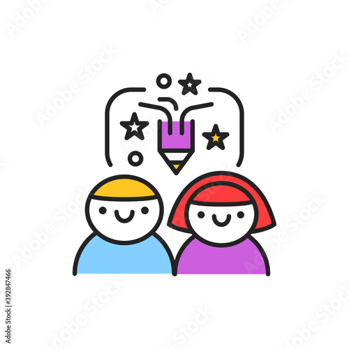 Creative children's studio color line icon. Pictogram for web page, mobile app, promo.