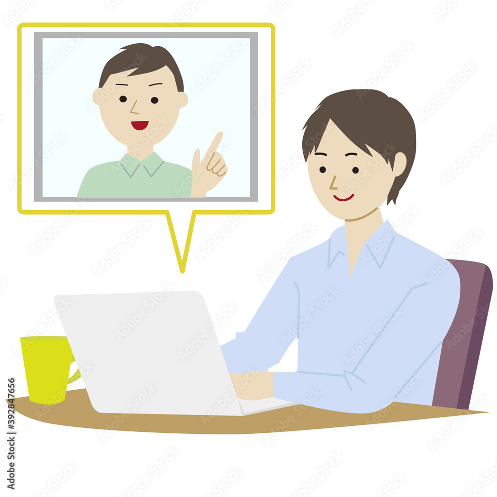 remote working man vector illust remote working man vector illust