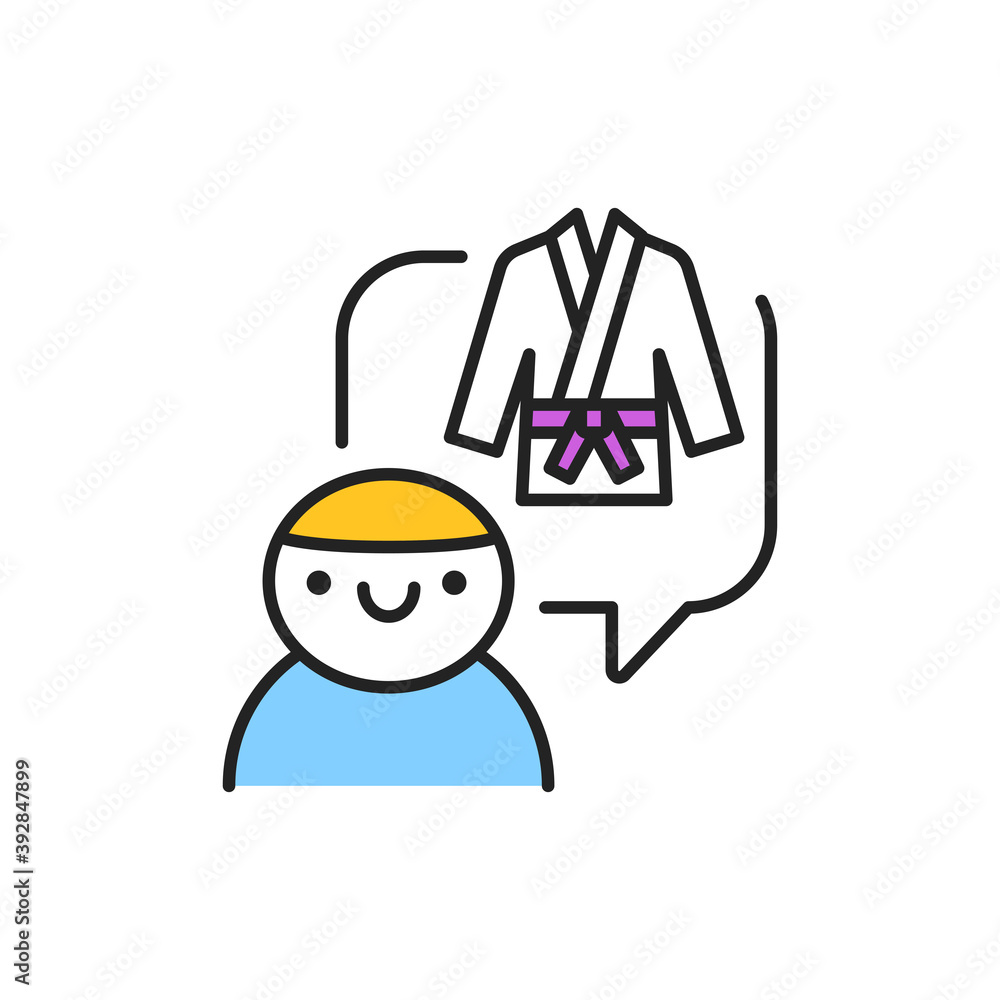 Fototapeta premium Children's aikido school color line icon. Pictogram for web page, mobile app, promo.