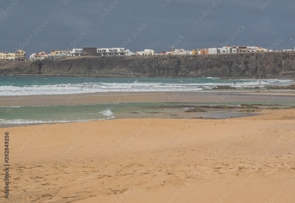 Beautiful beach in El Cotillo village in Fuerteventura,Canary Islands, Spain